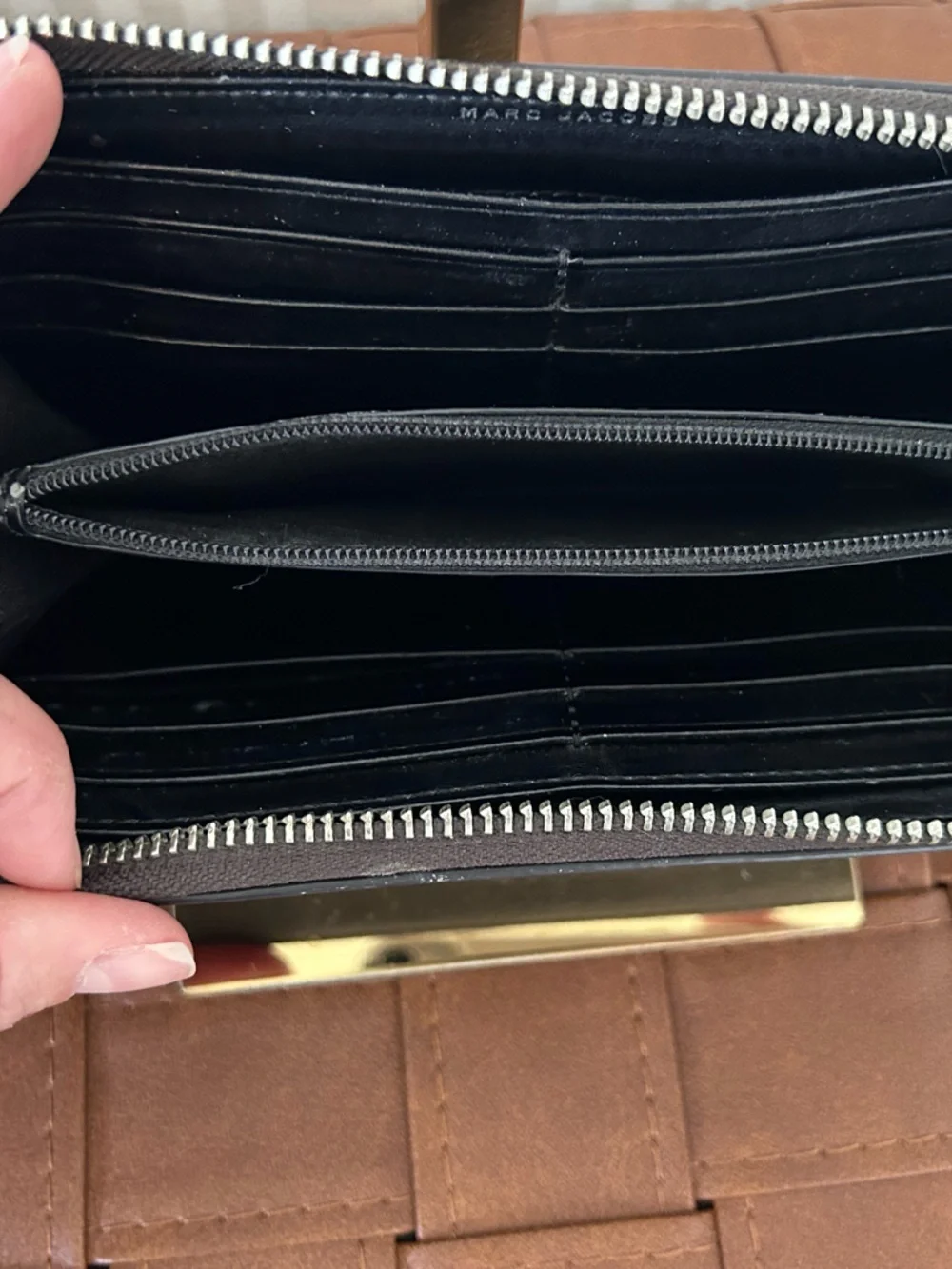 MARC JACOBS Empire City Dark Grey Leather Continental Zip Around Wallet